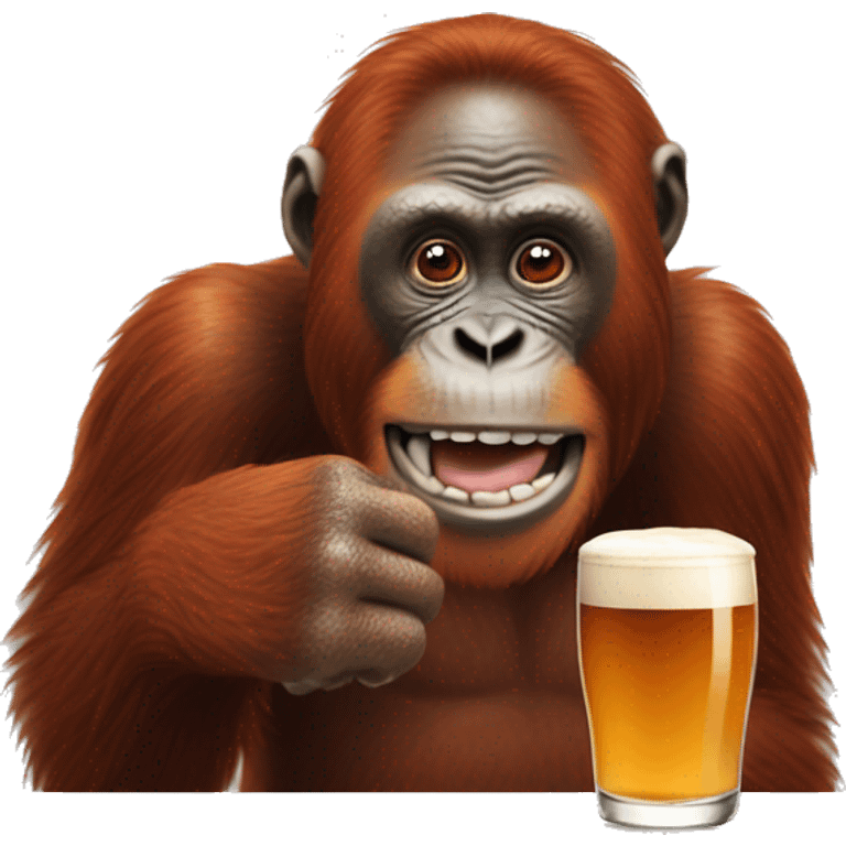 Orangutan poiting at a guinness glass emoji