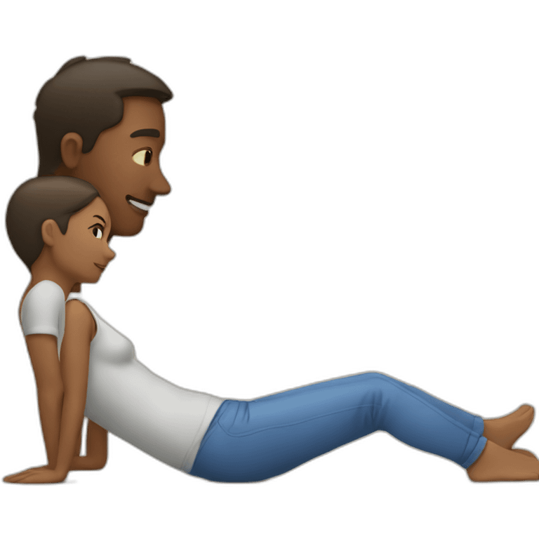 Woman laying down facing man emoji