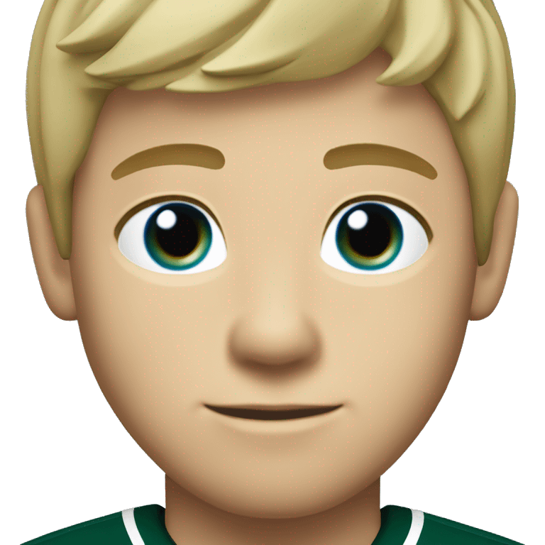 Minnesota wild hockey player boy with jersey with short blonde hair and blue eyes emoji