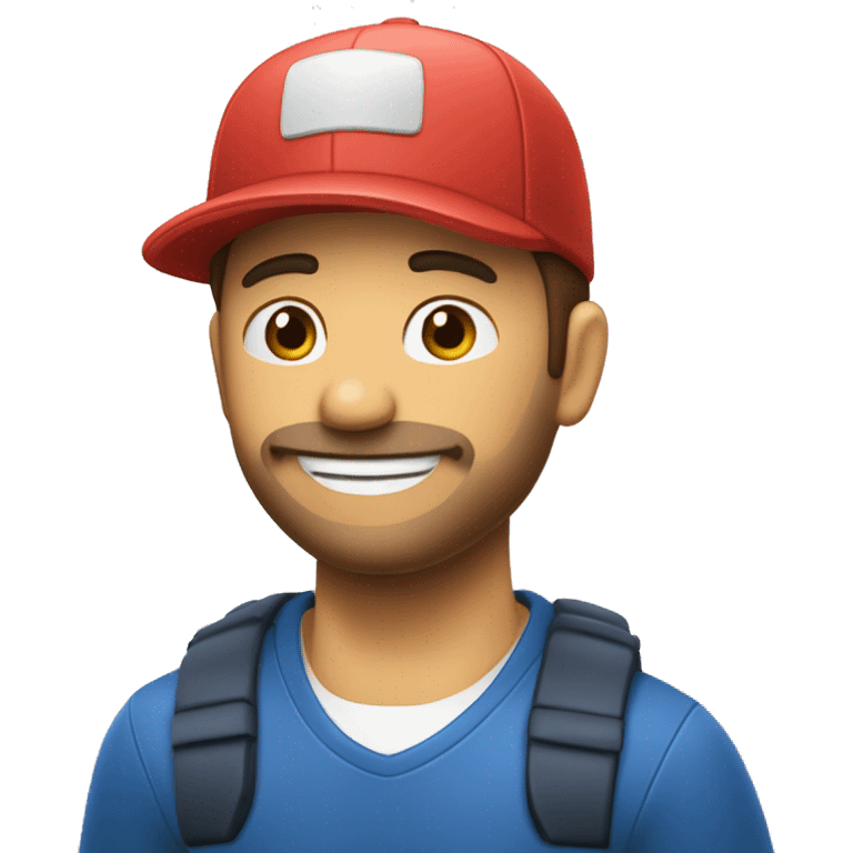 Quiero un emoji sonriendo que tenga una gorra azul marino y que tenga escrito PCAD emoji