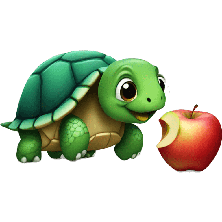 Turtle chewing an apple emoji