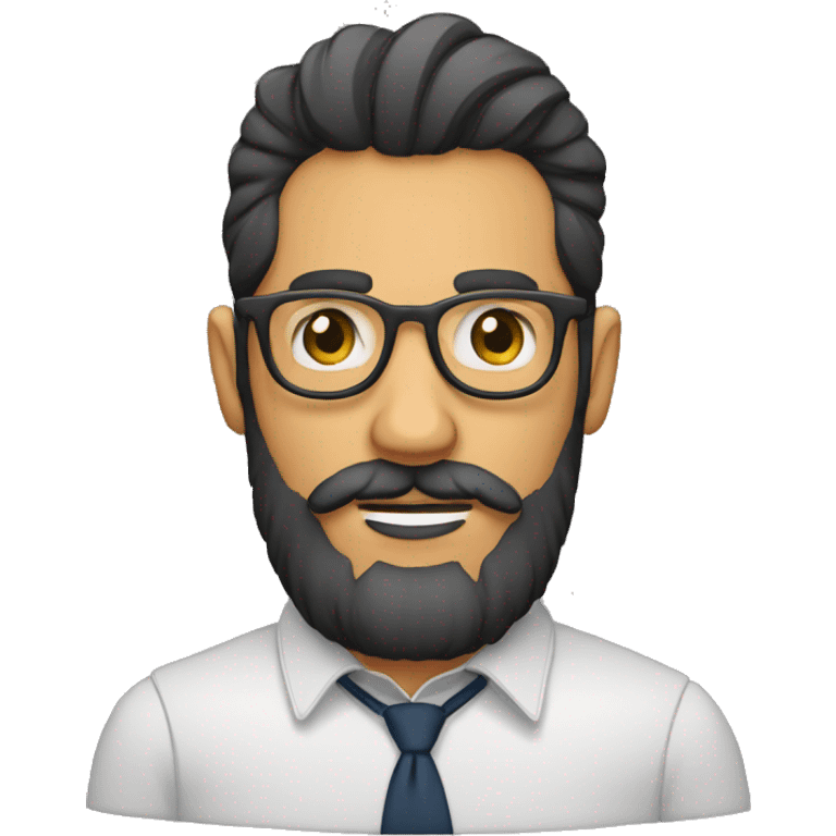 hombre pelon con barba y lentes emoji