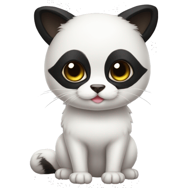 cute masked panda-cat-hybrid full body emoji