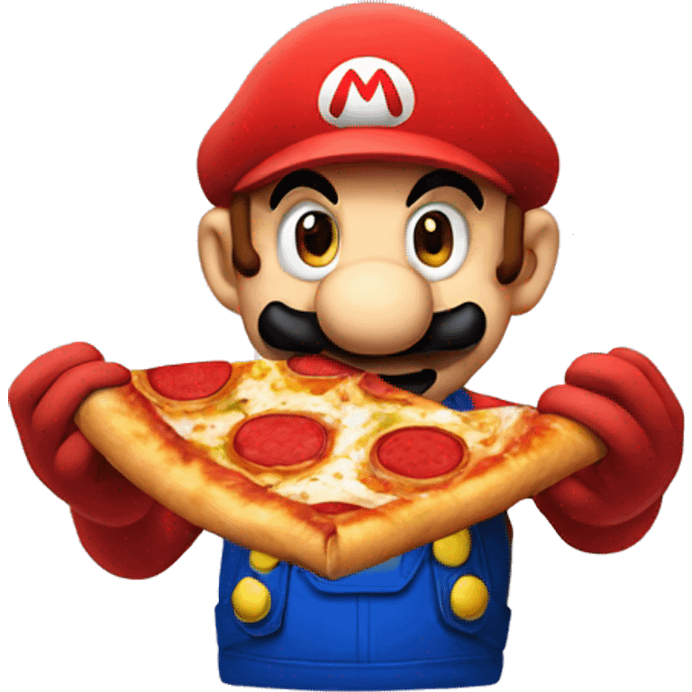 Mario eating a pizza emoji