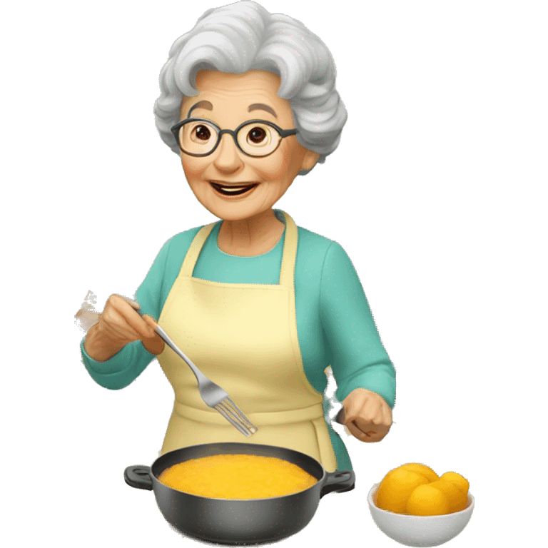 Granny cooking a breakfast emoji