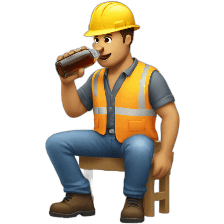 construction worker drinking a bear emoji