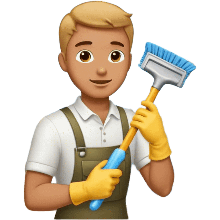 service guy cleaning windows emoji