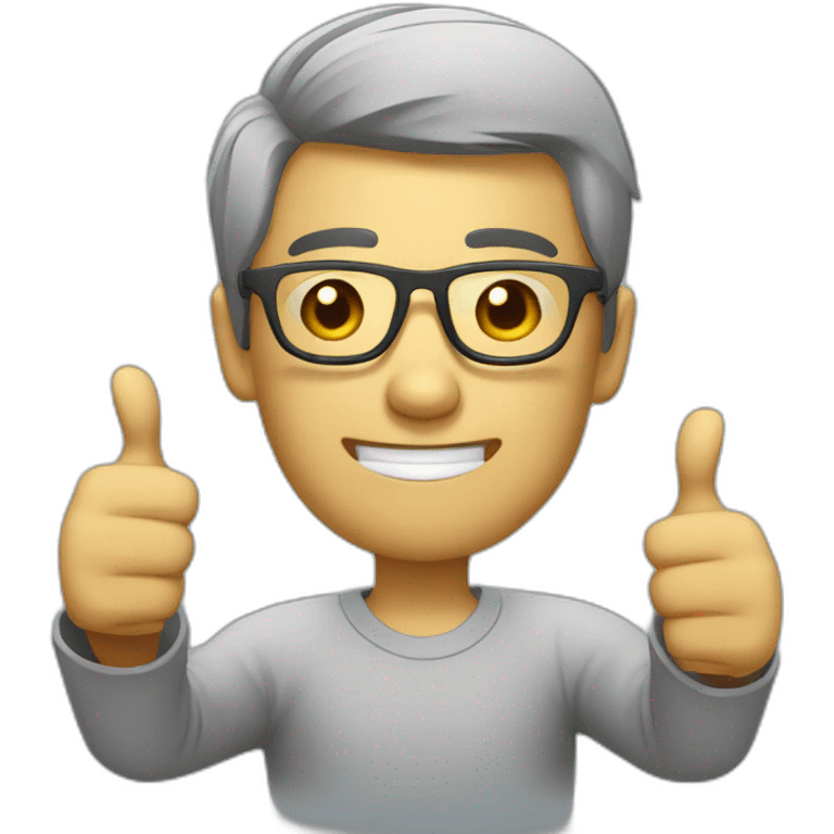 Chinese guy wear glasses grey hsirtwo thumb up emoji