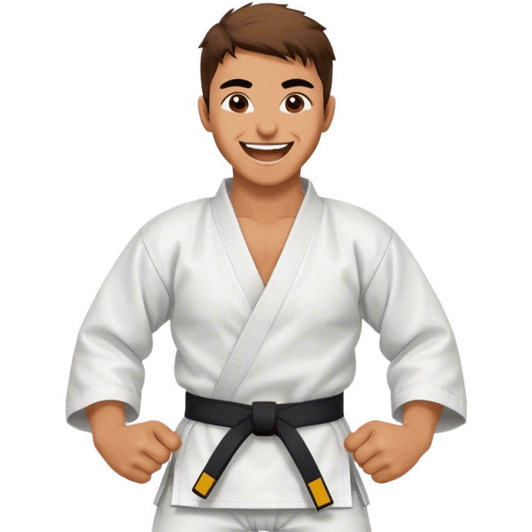 Minimal emoji of kurdish fighter laughing, wearing karate gi emoji