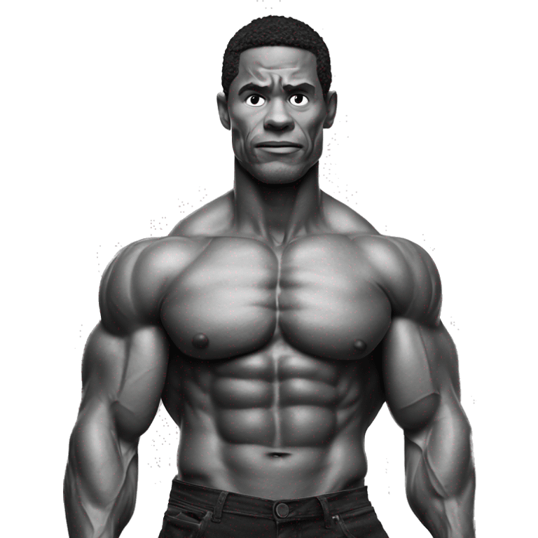 muscular man, ripped, black and white image emoji