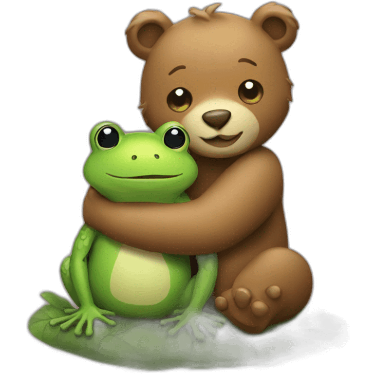 bear and frog hugging emoji