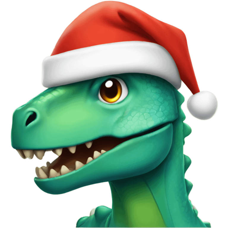 Dinosaur in santa hat emoji