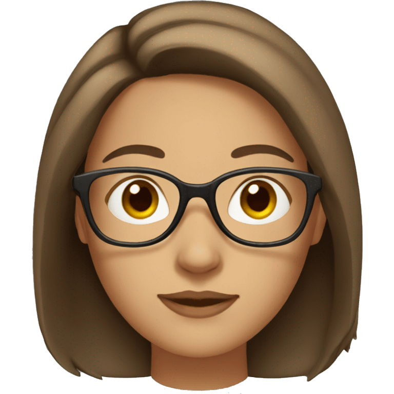 Woman with brown hair and a glasss emoji