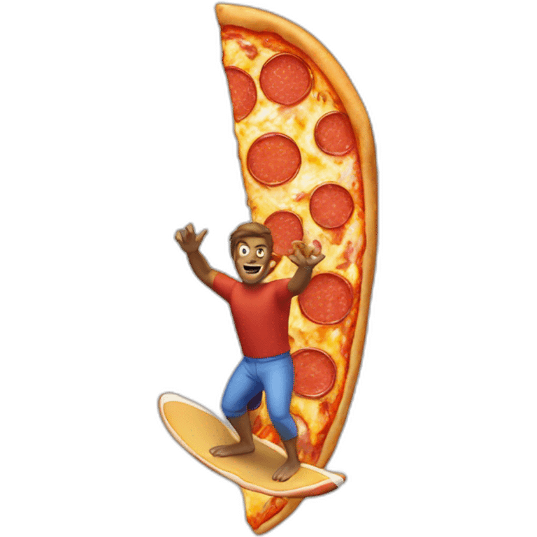 guy surfing a pizza emoji