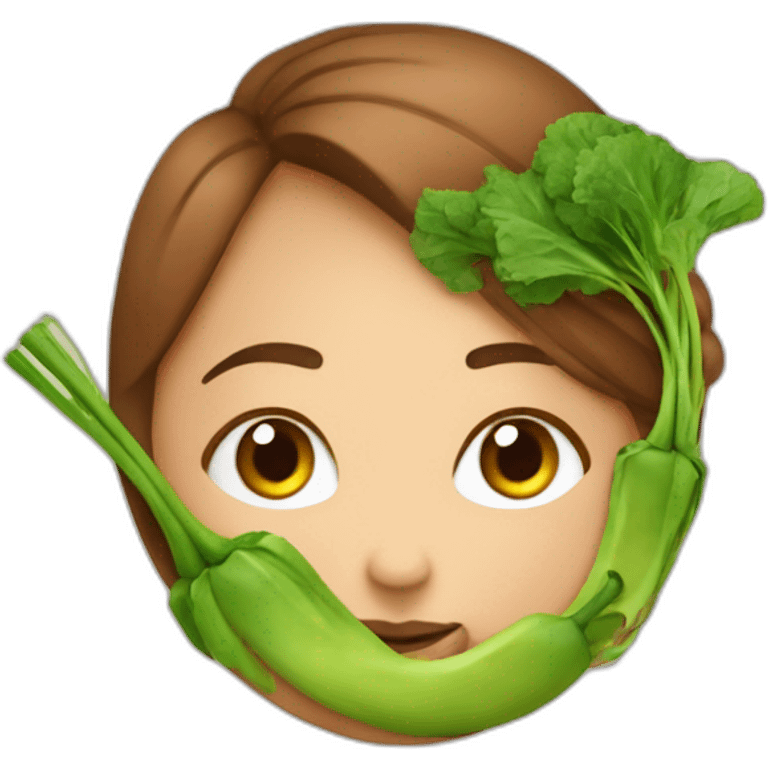 Une femme vegan qui mange des légmes emoji