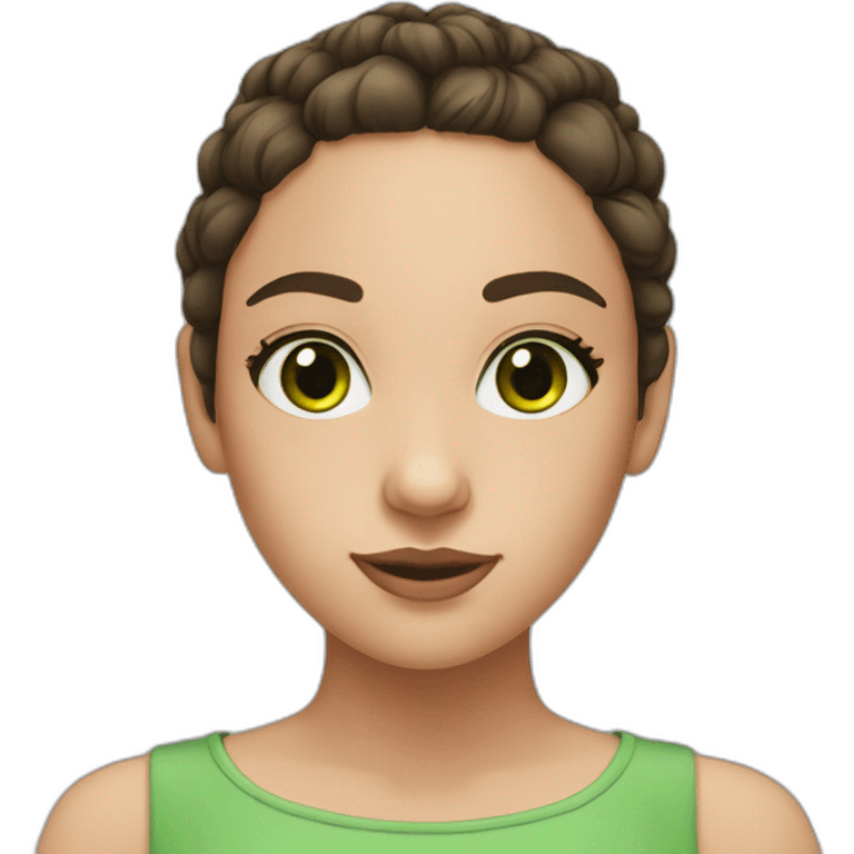 girl with green eyes, with bun and brunette hair emoji