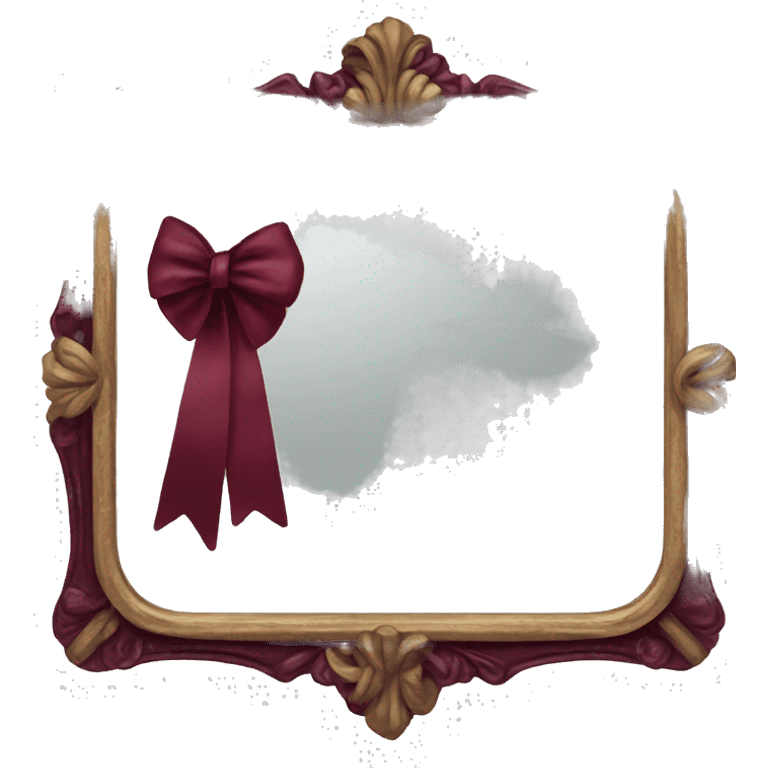 Vintage mirror and burgundy bow emoji