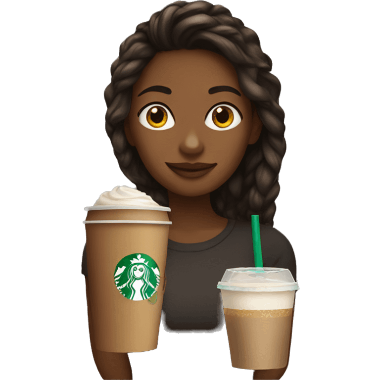 Girl drinking starbucks emoji