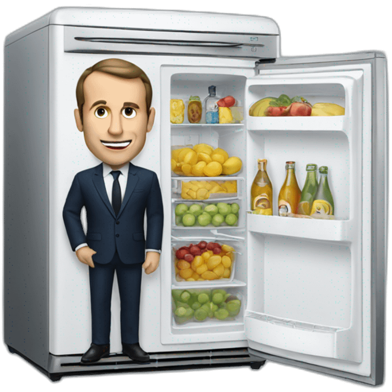 Macron with a fridge emoji