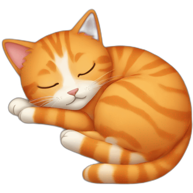 Orange cat sleeping on top of a blanket emoji