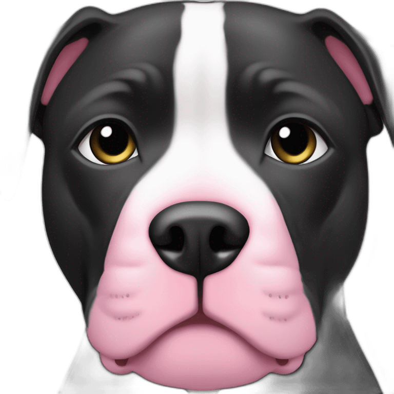 Half body Black pitbull with pink mark on upper nose, with a thin white line from nose to forehead emoji