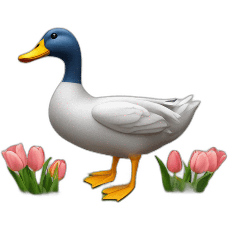 Canard avec une tulipe dans le bec emoji