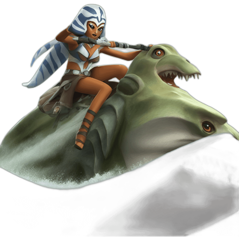 mad ahsoka riding a giant marine monster emoji