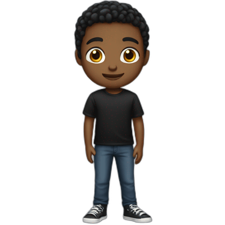 cool black-shirted boy emoji