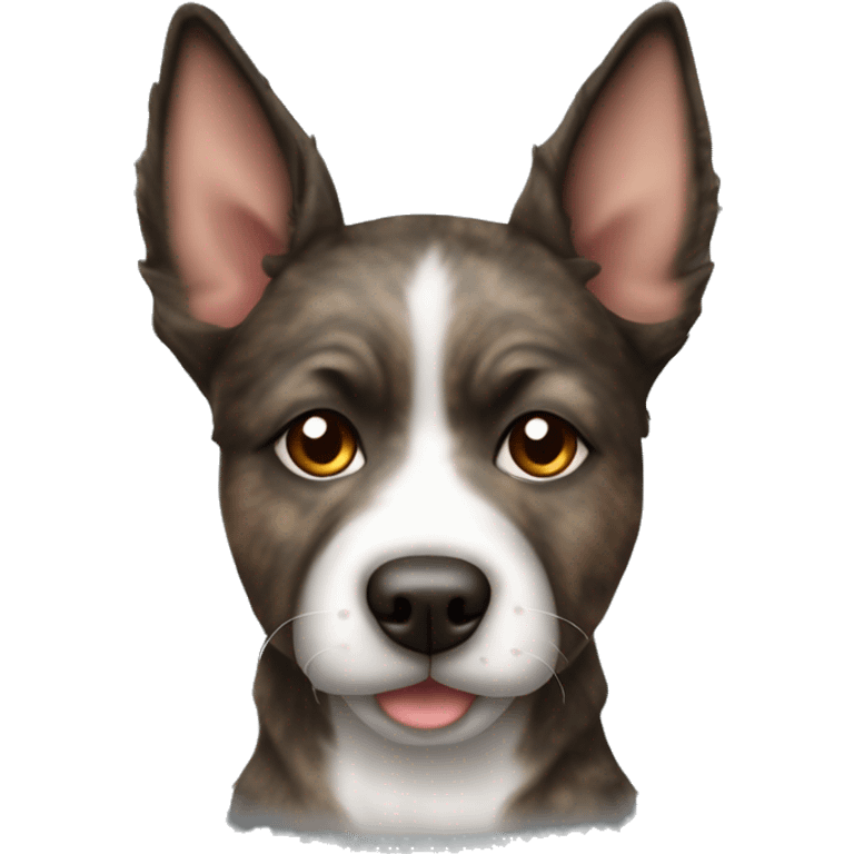 Pointy ears Brindle fluffy Asian dog with brindle fur pointed ears  emoji