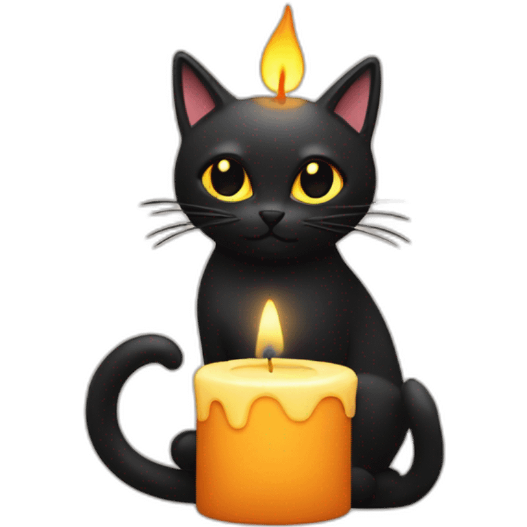 candle with a black cat emoji