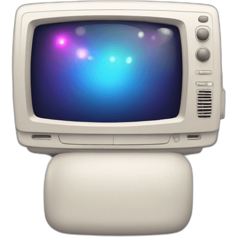 Generate a glowing icon description for a television with a wired linear design emoji