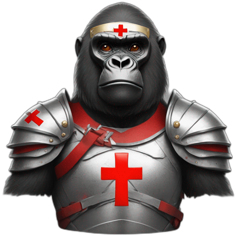 Gorilla wearing a Crusader armor with the holy red Cross emoji