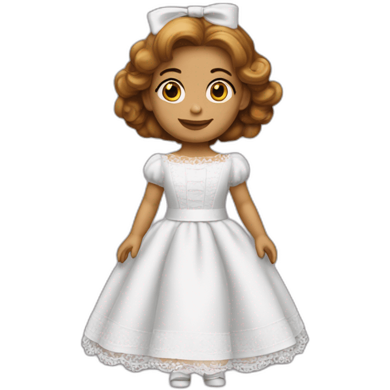 Annabelle la Muñeca con su vestido blanco walking  emoji