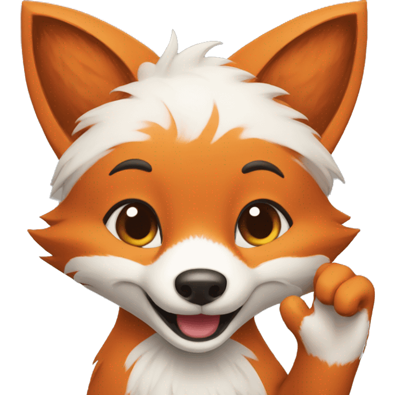 fox greeting with waving paws emoji