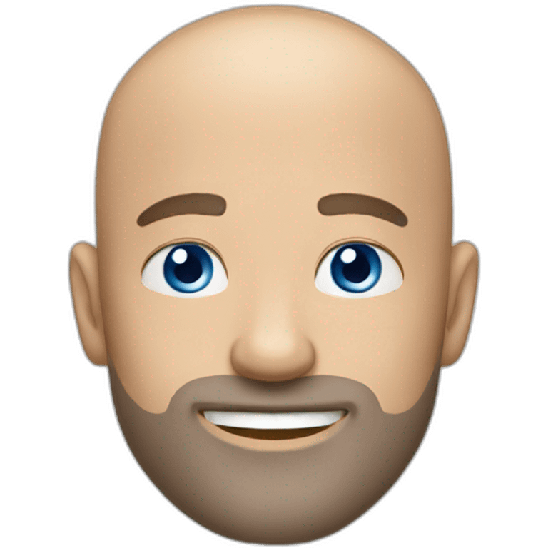 Handsome Shaved head man with short white beard and blue  eyes emoji