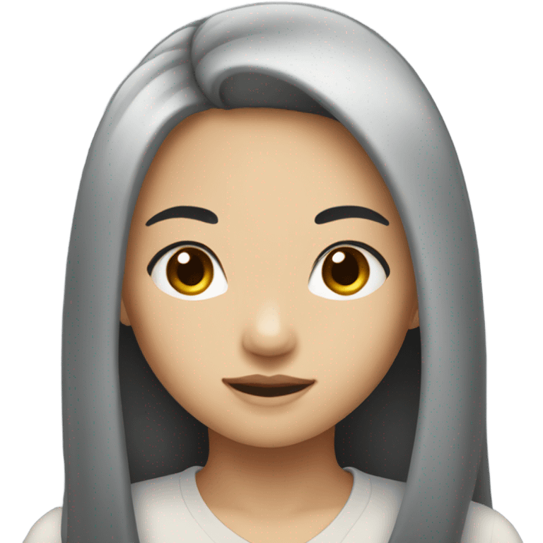 asian girl long hair black  emoji