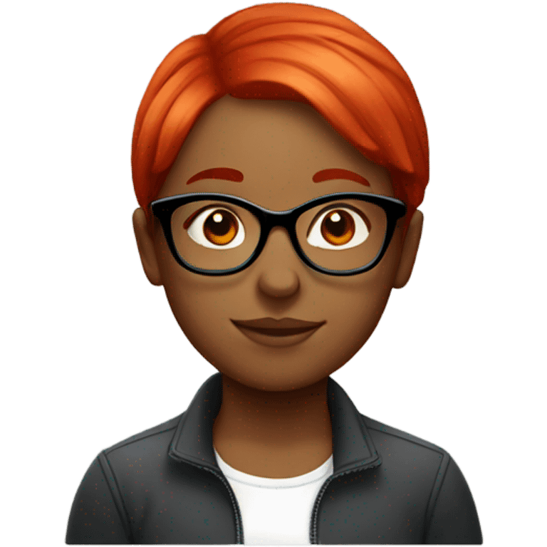 Girl with bright red hair and glasses emoji