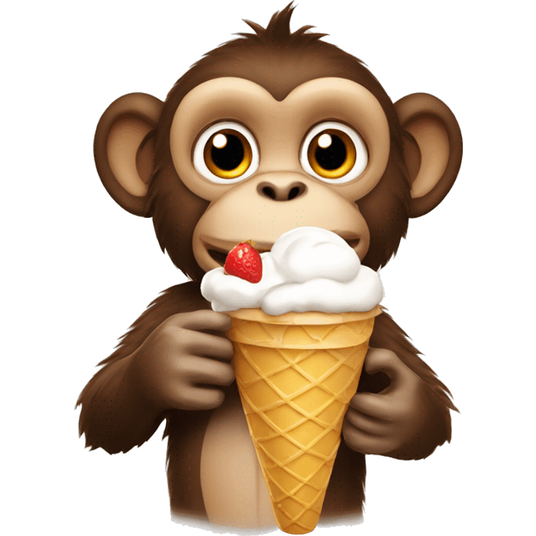 Monkey holding ice cream emoji