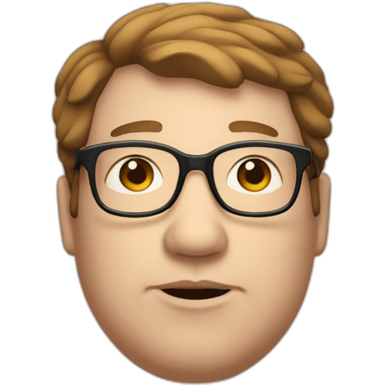 fat white male face with spectacles and brown hair emoji