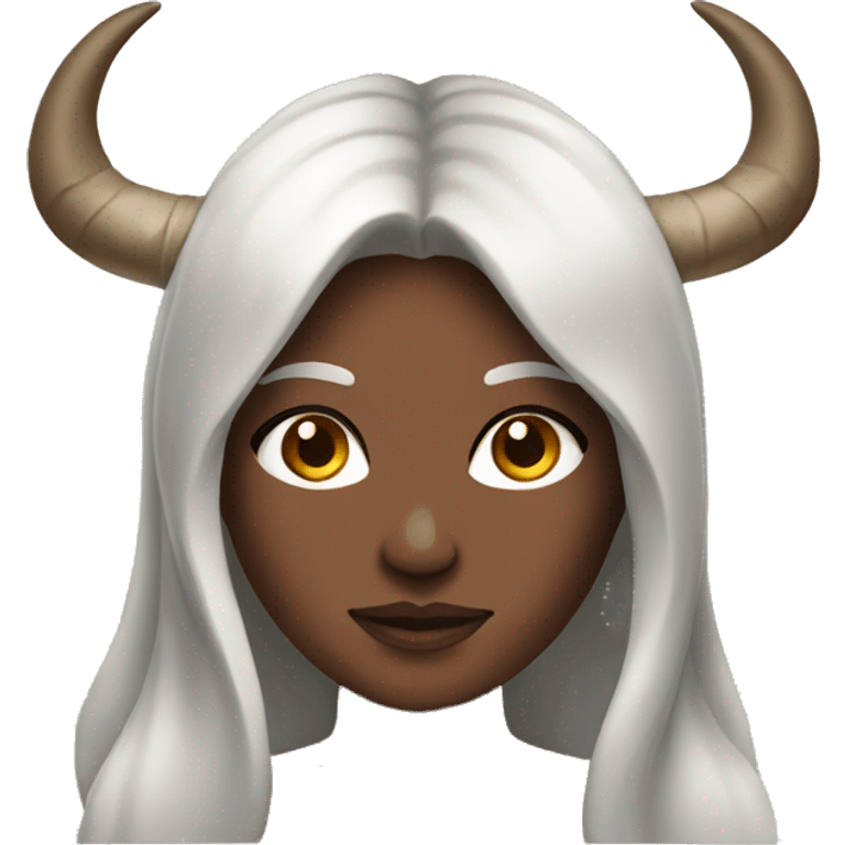 Brunette goddess with Long brown hair and horns  emoji