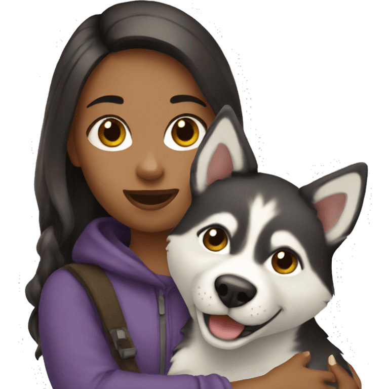 Girl holding a husky emoji