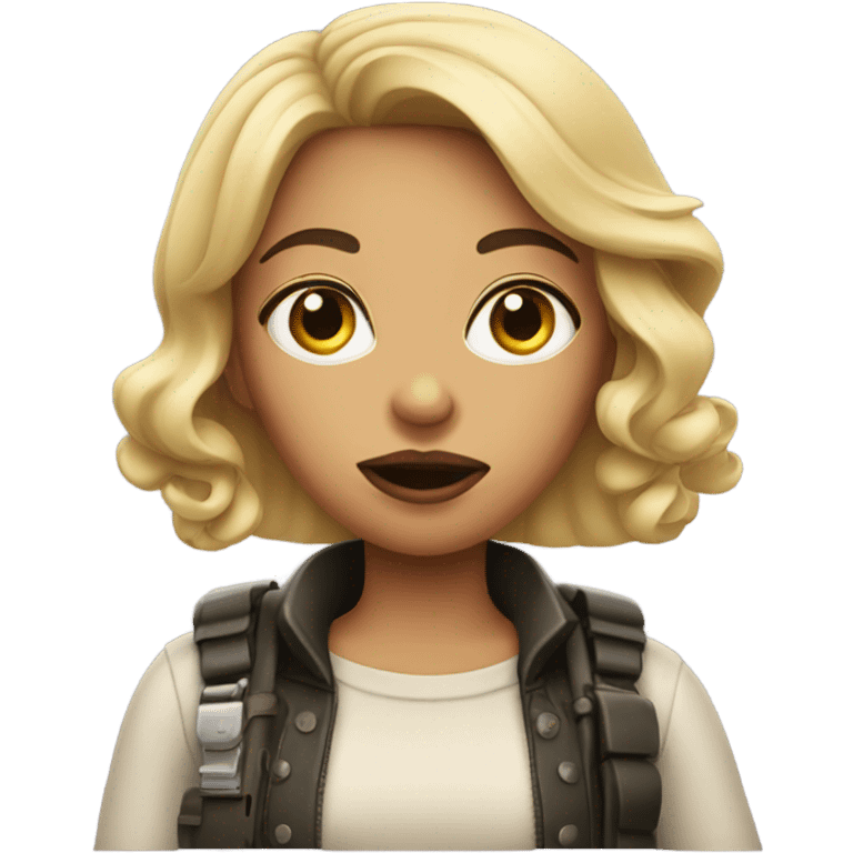 girl with big lips holding a gun emoji