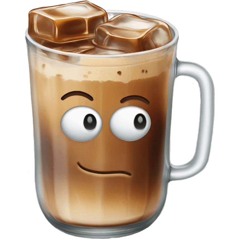 Iced coffee in a libbey cup (beer glass can) emoji