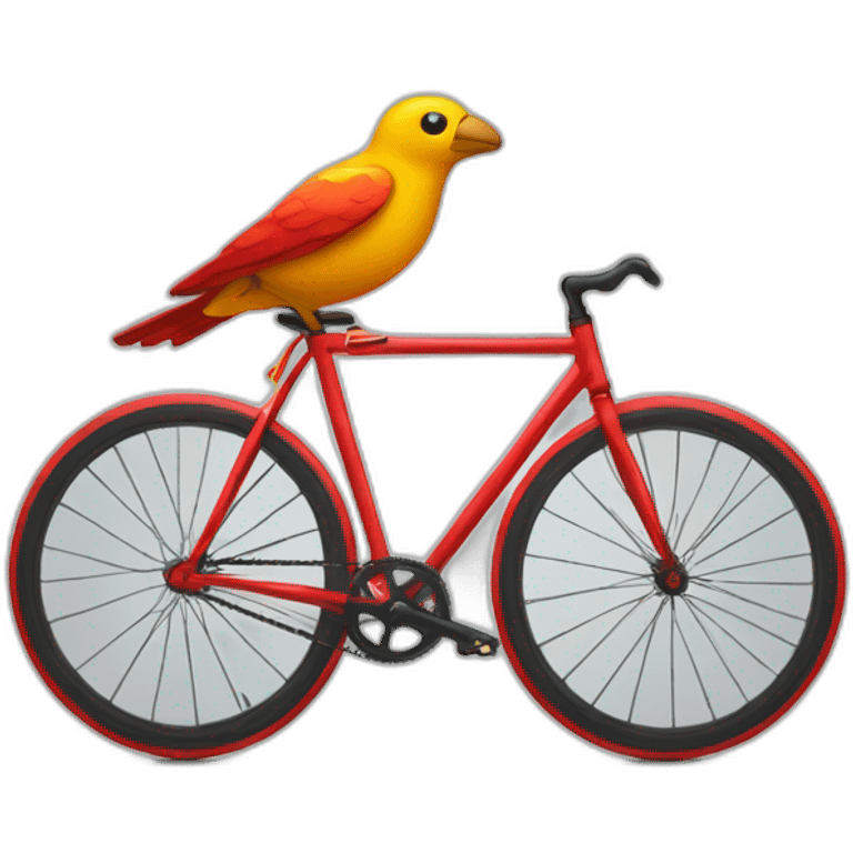 bird riding red fixed gear bicycle emoji