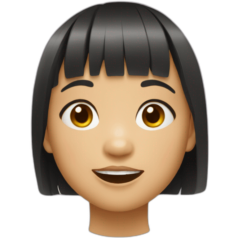 Filipino child girl with short hair fringe slim lost on front tooth emoji