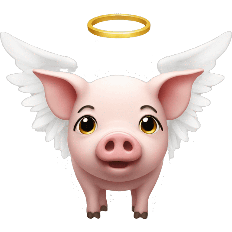 A pig with angel wings and a halo emoji