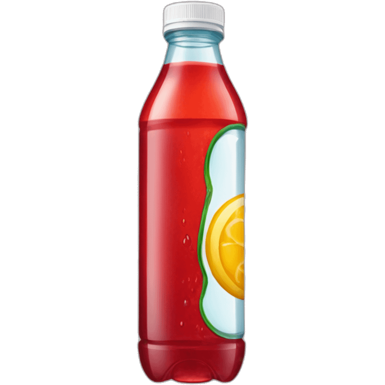 The bottom half of a plastic bottle cut in half containing a reddish beverage inside. emoji