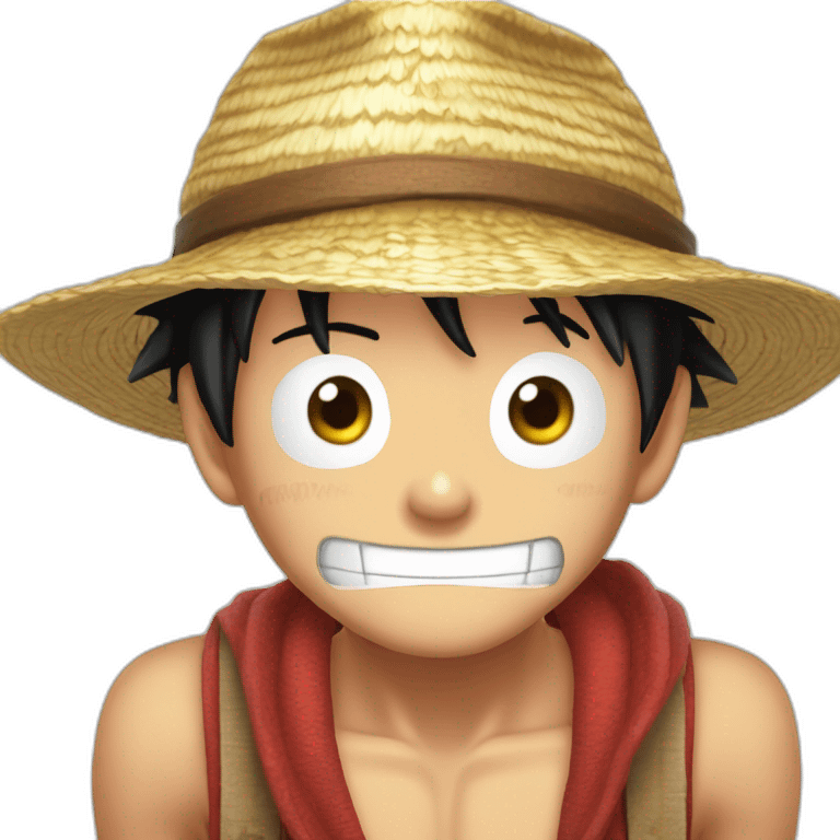 Luffy choqué avec ses mains derrière la tête et ses yeux et sa bouche grand ouvert emoji