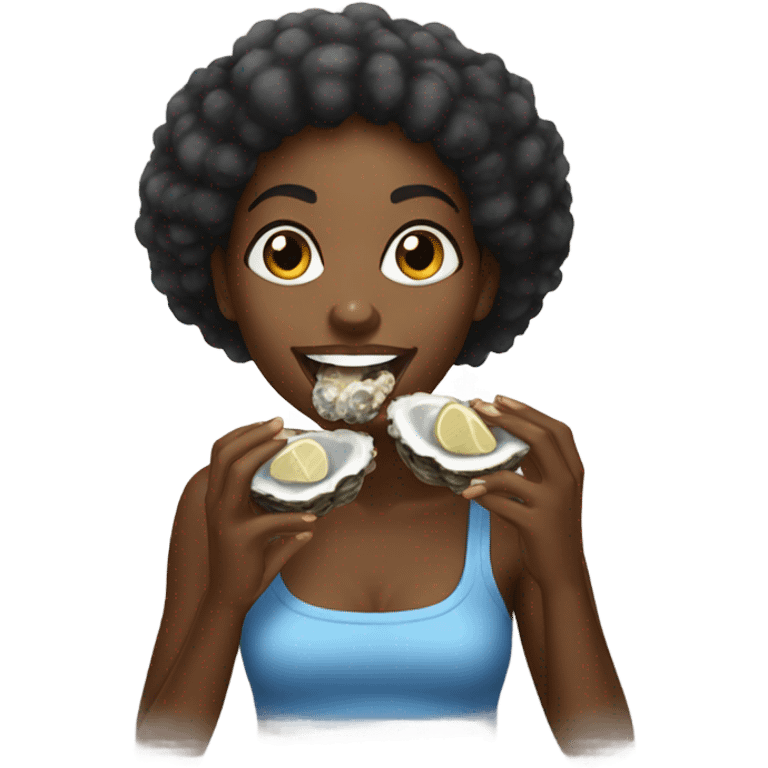 Black girl eating oysters  emoji