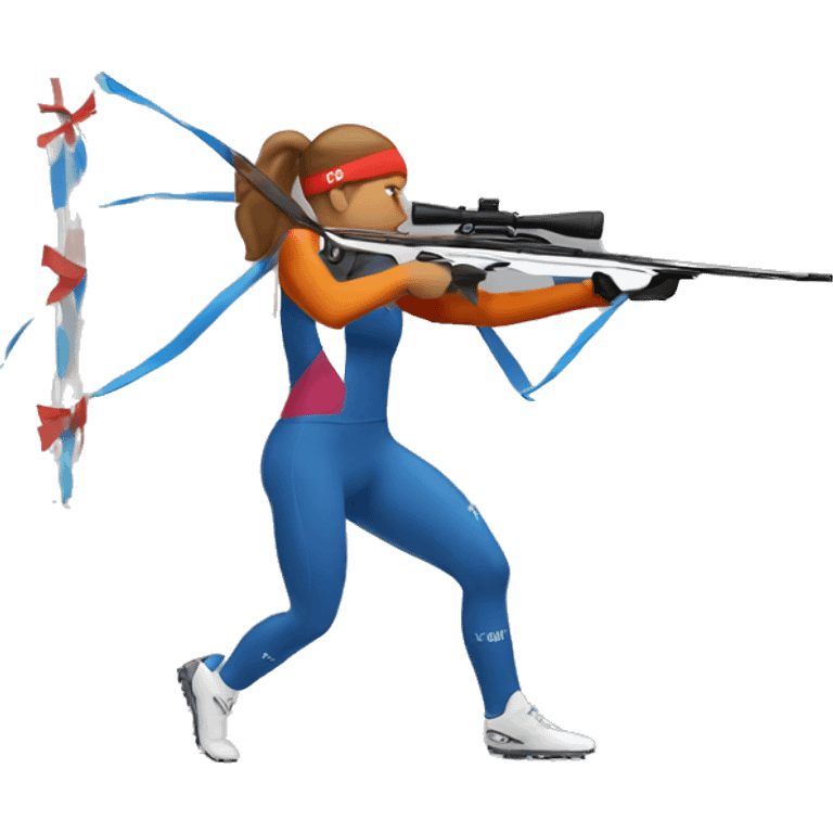 Biathlon athlete shooting at target emoji